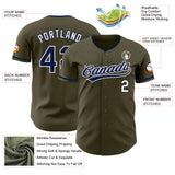 Custom Olive Navy-White Authentic Baseball Jersey