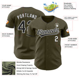 Custom Olive Black-White Authentic Baseball Jersey