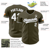 Custom Olive White-Gray Authentic Baseball Jersey