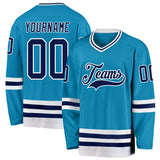 Custom Panther Blue Navy-White Hockey Jersey