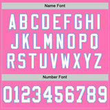 Custom Pink White-Light Blue Mesh Authentic Throwback Football Jersey