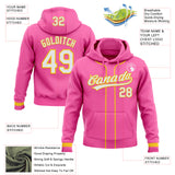 Custom Stitched Pink White-Yellow Baseball Pullover Sweatshirt Hoodie