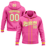 Custom Stitched Pink White-Yellow Baseball Pullover Sweatshirt Hoodie