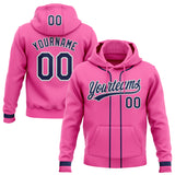 Custom Stitched Pink Navy-White Baseball Pullover Sweatshirt Hoodie