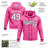 Custom Stitched Pink White-Black Baseball Pullover Sweatshirt Hoodie