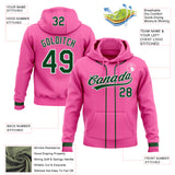 Custom Stitched Pink Green-White Baseball Pullover Sweatshirt Hoodie
