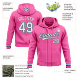 Custom Stitched Pink White Light Blue-Black Baseball Pullover Sweatshirt Hoodie