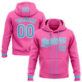 Custom Stitched Pink Sky Blue-White Baseball Pullover Sweatshirt Hoodie