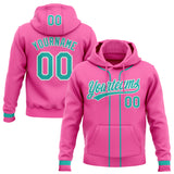 Custom Stitched Pink Aqua-White Baseball Pullover Sweatshirt Hoodie