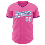 Custom Pink White-Royal Authentic Baseball Jersey