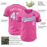 Custom Pink White-Royal Authentic Baseball Jersey
