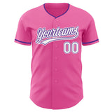 Custom Pink White-Purple Authentic Baseball Jersey