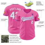 Custom Pink White-Purple Authentic Baseball Jersey