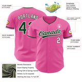 Custom Pink Green-White Authentic Baseball Jersey