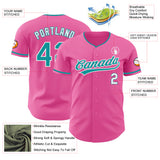 Custom Pink Teal-White Authentic Baseball Jersey