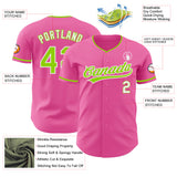 Custom Pink Neon Green Black-White Authentic Baseball Jersey