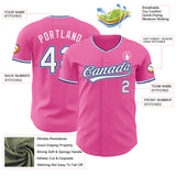 Custom Pink White Navy-Light Blue Authentic Baseball Jersey