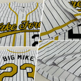 Custom Cream Black Pinstripe Black-Red Authentic Baseball Jersey