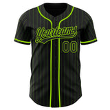 Custom Black Neon Green Pinstripe Neon Green Authentic Baseball Jersey