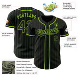 Custom Black Neon Green Pinstripe Neon Green Authentic Baseball Jersey