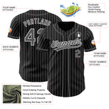 Custom Black White Pinstripe Steel Gray-White Authentic Baseball Jersey