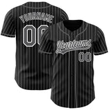 Custom Black White Pinstripe Steel Gray-White Authentic Baseball Jersey