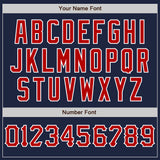 Custom Navy White Pinstripe Red-White Authentic Baseball Jersey