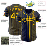 Custom Navy Yellow Pinstripe Yellow Authentic Baseball Jersey