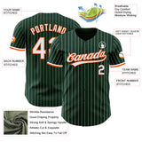 Custom Green White Pinstripe White-Orange Authentic Baseball Jersey