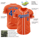 Custom Orange White Pinstripe Royal-White Authentic Baseball Jersey