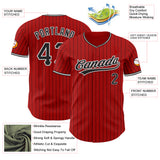 Custom Red Black Pinstripe Black-White Authentic Baseball Jersey