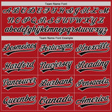 Custom Red Black Pinstripe Black-White Authentic Baseball Jersey