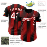 Custom Black White-Red Gradient Classic Vertical Stripe Authentic Baseball Jersey
