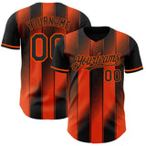 Custom Black-Orange Gradient Classic Vertical Stripe Authentic Baseball Jersey