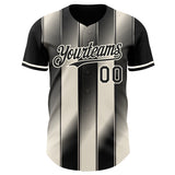 Custom Black Cream-Cream Gradient Classic Vertical Stripe Authentic Baseball Jersey