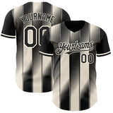 Custom Black Cream-Cream Gradient Classic Vertical Stripe Authentic Baseball Jersey
