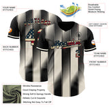 Custom Black Vintage USA Flag-Cream Gradient Classic Vertical Stripe Authentic Baseball Jersey