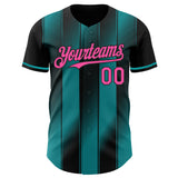 Custom Black Pink-Teal Gradient Classic Vertical Stripe Authentic Baseball Jersey