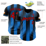 Custom Black Red-Electric Blue Gradient Classic Vertical Stripe Authentic Baseball Jersey