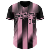 Custom Black-Light Pink Gradient Classic Vertical Stripe Authentic Baseball Jersey