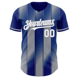 Custom Royal White-Gray Gradient Classic Vertical Stripe Authentic Baseball Jersey