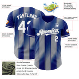 Custom Royal White-Gray Gradient Classic Vertical Stripe Authentic Baseball Jersey