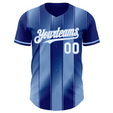 Custom Royal White-Light Blue Gradient Classic Vertical Stripe Authentic Baseball Jersey
