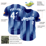 Custom Royal White-Light Blue Gradient Classic Vertical Stripe Authentic Baseball Jersey