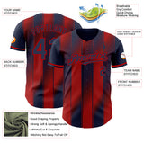 Custom Navy-Red Gradient Classic Vertical Stripe Authentic Baseball Jersey