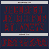 Custom Navy-Red Gradient Classic Vertical Stripe Authentic Baseball Jersey