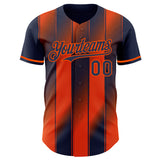 Custom Navy-Orange Gradient Classic Vertical Stripe Authentic Baseball Jersey