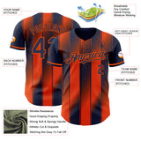 Custom Navy-Orange Gradient Classic Vertical Stripe Authentic Baseball Jersey