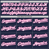 Custom Navy White-Pink Gradient Classic Vertical Stripe Authentic Baseball Jersey