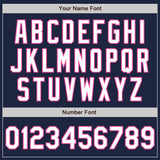 Custom Navy White-Pink Gradient Classic Vertical Stripe Authentic Baseball Jersey